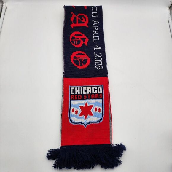 Chicago Red Stars Saint Louis Scarf Red Blue Gray 55"X7" RARE - Picture 6 of 10